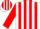 Silk - White, red stripes, white bars on red sleeves, white ca