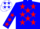 Silk - Blue, & White Halves, Red Stars, Blue
