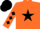 Silk - Orange, Black Star, Black Diamonds on Sleeves, Black Cap