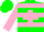 Silk - Hunter Green, Pink Cross, Two Pink Hoops on Sleeves, Green Cap, P