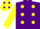 Silk - PURPLE, yellow spots, yellow sleeves, yellow cap, purple spots