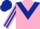 Silk - Pink, Dark Blue chevron, striped sleeves and a Dark Blue cap