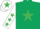 Silk - DARK GREEN, emerald green star, white sleeves, emerald green stars, white cap, emerald green star