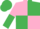 Silk - Pink and Emerald Green (quartered), halved sleeves, Emerald Green cap