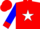 Silk - Red, Blue Emblem on White Star, Red Cuffs on Blue Sleeves, Red Cap