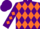 Silk - Purple, Orange Diamonds, Purple Band on Oran
