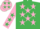 Silk - Emerald Green, Pink stars, Pink sleeves, Emerald Green stars