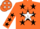 Silk - Orange, Black Star on White Star, White 'SR',Orange and Black Stars on W