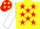 Silk - Yellow, Red Flower, Red Stars on White Sleeves