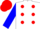Silk - White, three red spots, Blue sleeves and Red cap