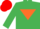 Silk - EMERALD GREEN, orange inverted triangle, red cap