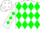 Silk - WHITE, Green 'A' and Diamonds