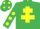 Silk - EMERALD GREEN, yellow cross of lorraine, yellow spots on sleeves, emerald green cap, yellow spots