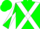 Silk - GREEN, White cross belts, Green & White Diagonal Quartered sleeves