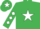 Silk - Emerald Green, White star, diamonds on sleeves, Emerald Green cap, White star