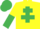 Silk - YELLOW, EMERALD GREEN Cross of Lorraine, halved sleeves EMERALD GREEN cap