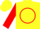 Silk - Yellow, Red 'Sea Horse' in Red Circle, Red Sleeves, Yellow Cap