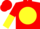 Silk - Red, Red 'DJC' on Yellow disc, Red and Yellow Halved Sleeves, Red Cap
