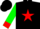 Silk - Black, Red Star, Red Cuffs on Green Sleeves, Black Ca
