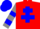 Silk - Red, Blue cross of Lorraine, Grey and Blue hooped sleeves, Blue cap