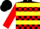 Silk - Black and Red Blocks, Yellow Hoops on Red Sleeves