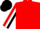 Silk - Red torso with black sleeves w/ large white stripe, black  H logo on back