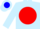 Silk - Light Blue, Blue 'M' on Red disc, Blue Band on Red