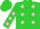 Silk - LIME GREEN, Hot Pink spots, Lime Green 'BJ' on Hot Pink Dot