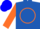 Silk - Royal Blue, Orange Circle and 'R', Blue Bars on Orange Sleeves, Blue Cap