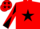 Silk - Red, Black star, Black and Red diabolo on sleeves, Red cap, Black stars