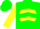 Silk - GREEN, Green Barn on Yellow disc & 'AF', Green Chevrons on Yellow sleeves