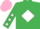 Silk - Emerald Green, White diamond, Emerald Green sleeves, White stars, Pink cap