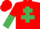 Silk - Red, Emerald Green Cross of Lorraine, Red and Emerald Green halved sleeves