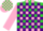 Silk - Lime Green, Hot Pink Stripes, Purple Blocks on Pink Sleeves, Lime Green