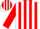 Silk - White, Red Stripes, White Bars on Red Sleeves, White C