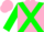 Silk - Hot Pink, Green cross belts, Pink Bars on Green Sleeves