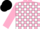 Silk - Pink, black and white blocks, pink sleeve, black sleeve, black cap