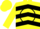 Silk - Yellow, Yellow 'L' in Black Circle & Chevrons on Slevees, Yellow Cap