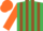 Silk - Emerald Green and Brown stripes, Orange sleeves and cap