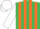 Silk - Emerald Green and Orange stripes, White sleeves and cap