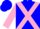 Silk - Blue, Pink cross belts, Blue Bars on Pink Sleeves, Blue Cap