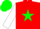 Silk - Red, Green Star, Red Band on White Sleeves, Green Cap