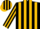 Silk - Black, Gold Stripes, Black 'KIEKOW' on Back