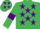 Silk - Emerald Green, Purple stars, armlets and stars on cap