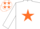 Silk - White, Orange star, White sleeves and cap with Orange stars