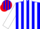 Silk - Blue, Red Circled White and Red H, White Stripes on Sleeves, Red and White C