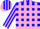 Silk - Blue and Pink Blocks, Pink Stripes on Blue