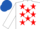 Silk - WHITE, red stars, white slvs., royal blue cap