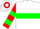 Silk - White, White 'P' on Red Heart, Green Hoop