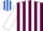 Silk - MAROON & WHITE STRIPES, white sleeves, royal blue & white striped cap
